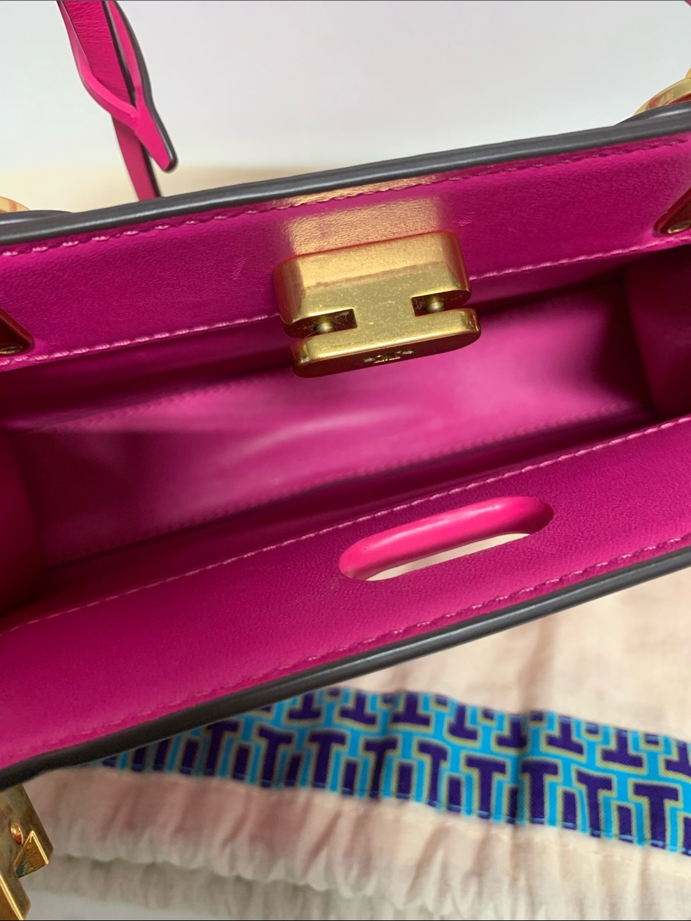 Tory Burch Hot Pink Mini Top-Handle Bag with Gold Hardware - Picture 9 of 12